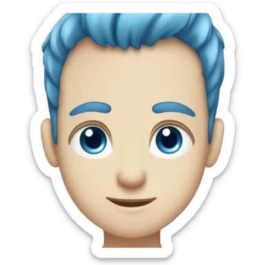 Young Caucasian boy with blue eyes and blue hair sticker