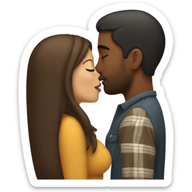 Thick brunette woman kissing brown man  sticker