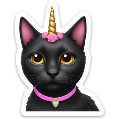 Black cat with pink collar and unicorn wings sticker