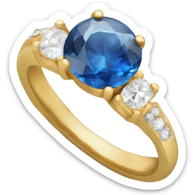 Gold ring with diamond and blue saphire sticker