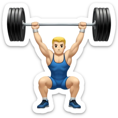 Emblem symbolizing weightlifting, featuring a barbell with heavy weights on either side, lifted above a strong, determined figure. The design conveys strength, focus, and the precision required in the sport. The barbell is centered, with a dynamic, bold style to emphasize power and athleticism.  sticker