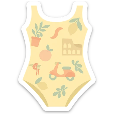 flat vector pastel italian summer inspired print swimsuit isolated sticker