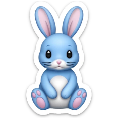 A blue bunny with big black polka dots around the bunnies body sticker