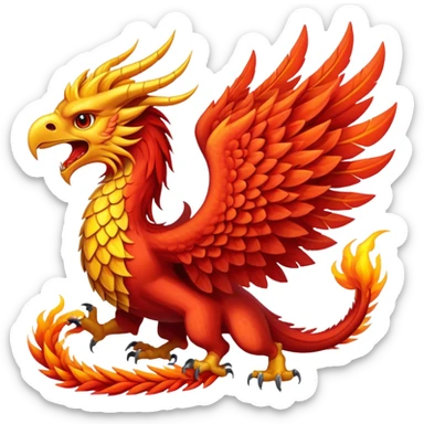 legendary gryphon phenix dragon combination with hydra heads sticker