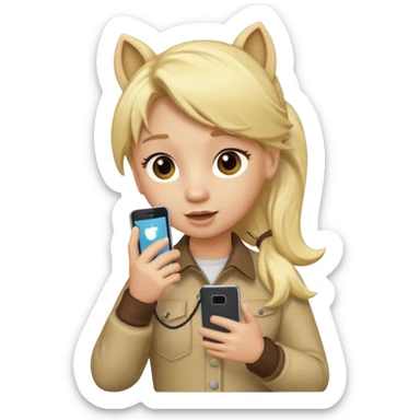 blonde pony talking with cellphone sticker