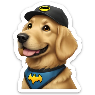Golden retriever dressed at Batman’s sidekick robin sticker
