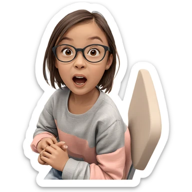 girl with brown hair sketch sticker