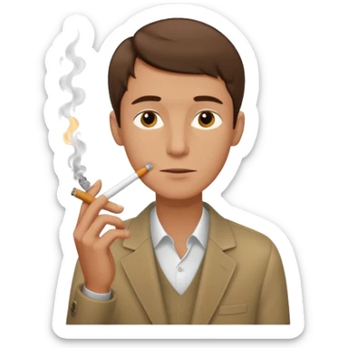 Shirtless thin man with a cigarette and short brown hair sticker