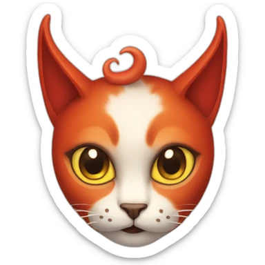 A cat with devil horns sticker