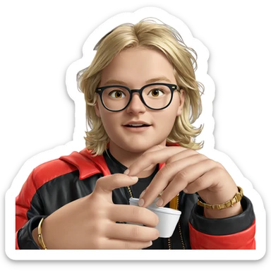 blonde boy in stylish jacket sticker