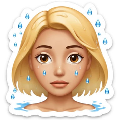 Water on female face sticker