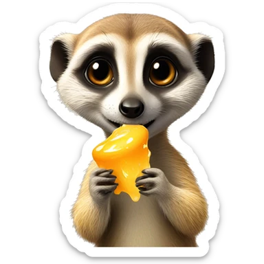Cute meerkat eating honey sticker