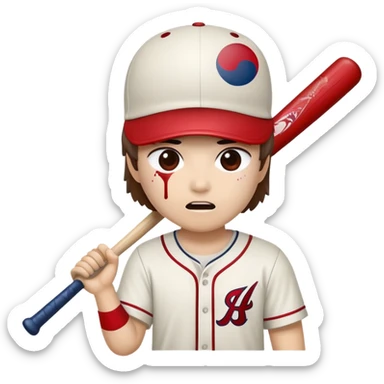South Korean flag, baseball bat hitting Braves fan on head sticker
