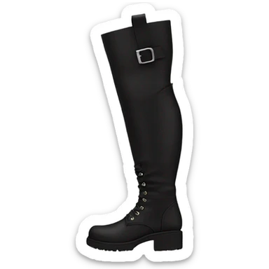 knee high chunky black boots sticker