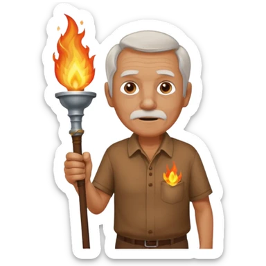 brown shirt old man The torchbearer sticker