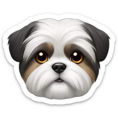 Shi-tzu dog black and white fur wearing red clothing  sticker