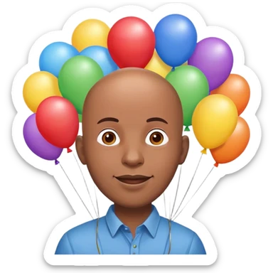 Bald man celebrating balloons sticker