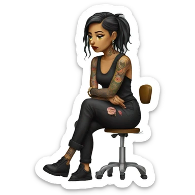 Tired female tattoo artist sticker