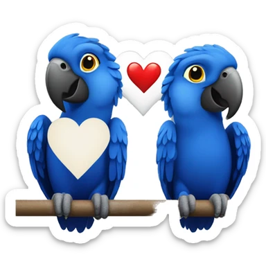 Hyacinth Macaw pair Full Body love with heart sticker