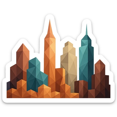 city skyline composed of geometric shapes in polygonal style sticker