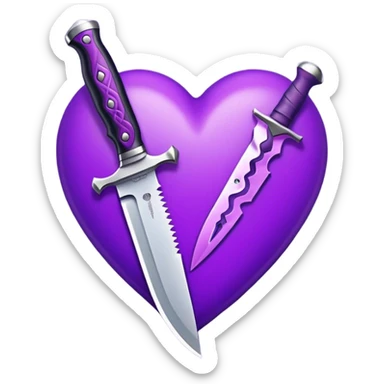 Gothic aesthetic knife stabbed into purple aesthetic heart sticker
