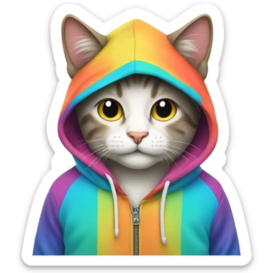 A cute cat wearing hoodie sticker