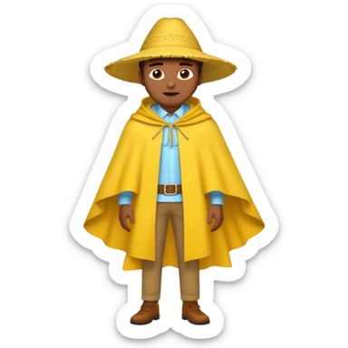 brown skin man with fashion yellow pancho sticker