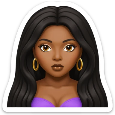 Lil Kim with black long hair sticker