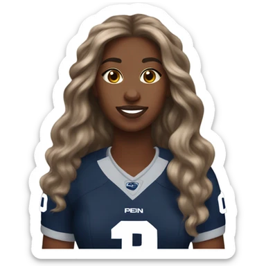 penn state jersey girl brown skin long hair sticker