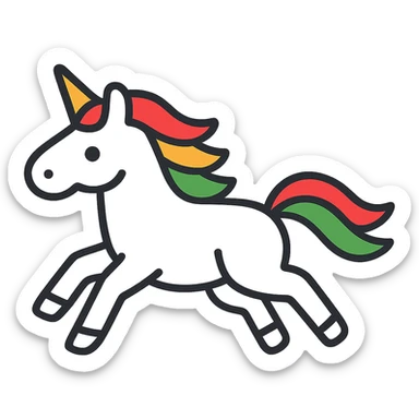 Add a pale lavender background behind the running unicorn icon, keeping the rest of the design unchanged, logo style. sticker