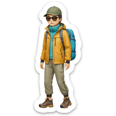 남미 여행에 가는 한국인의 전신을 그려줘! 바로 하이킹 갈 수 있을 정도로 잘 입은!

상체

🧥 방풍·방수 재킷 (고지대·우유니 필수)

👕 얇은 레이어드 2~3벌 (일교차 대비)

하체

👖 편한 바지(청바지 X, 스트레치 추천)

신발

👟 접지력 좋은 운동화 (마추픽추 필수)

🥾 우유니: 방수 신발 or 장화

악세사리

🧣 넥워머·모자 (아침/저녁 체감 -5~10도)

🕶️ 선글라스 (우유니·사막지역 눈부심 강함)
 sticker