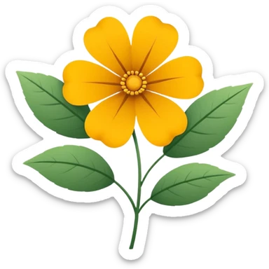 Minimalistic flat vector icon, iOS style, thin black contour on white background. Single flower with leaves, symbolizing floristry. Clean, elegant, no text, no shadows.
 sticker