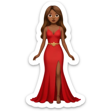 woman brown skin long hair red holiday gown full body sticker