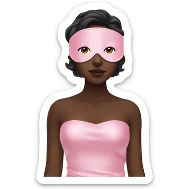 Dark skin girl  Pink satin sleep mask sticker