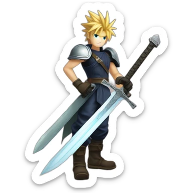 cloud strife with buster sword sticker