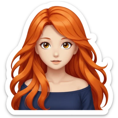 beautiful gorgeous anime lady with beautiful fiery sticker