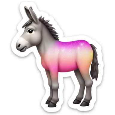 Pink ombre rainbow full body donkey with glitter and pink face  sticker