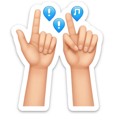 two hands with index fingertips touching, thumbs straight sticker