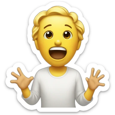 melancholic happy smiley with panic hands sticker