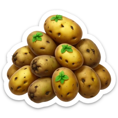 Normal sized emoji of rotting potatoes with mold based on these: 🍠🥔 please make realistix sticker