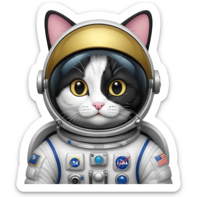 tuxedo cat Astronaut sticker