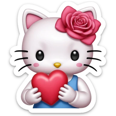 Hello kitty qui fait un bisous avec un cœur rose  sticker