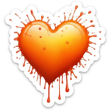 splattered paint heart glowing red-orange warmth sticker