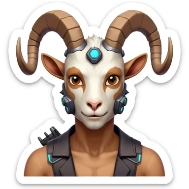 Cyberpunk Goat(Ram) man 2/3 veiw sticker