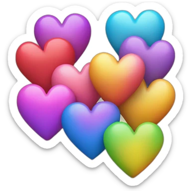 Cuatro Corazones muchos arcoiris contentos sonriendo sticker