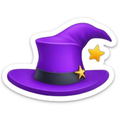 magician with a purple pointy magic hat with a star working on a macbook sticker