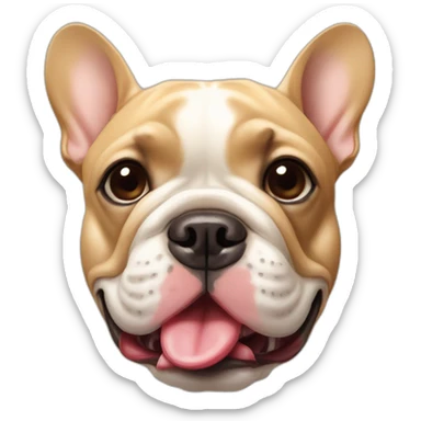 head shot of chunky tan french bulldog with tongue out sticker
