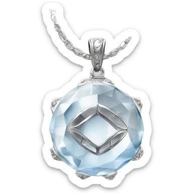 Divine Protection Crystal amulet with white gold sticker
