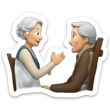 Old woman listening to a man sing sticker