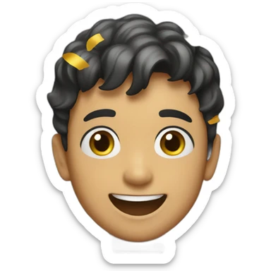 A boy celebrating with confetti sticker